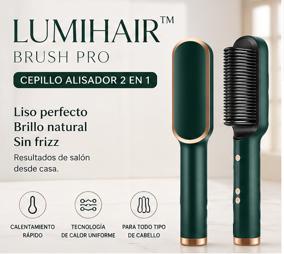 Cepillo Alisador Profesional 2 en 1- LumiHair™ Brush Pro